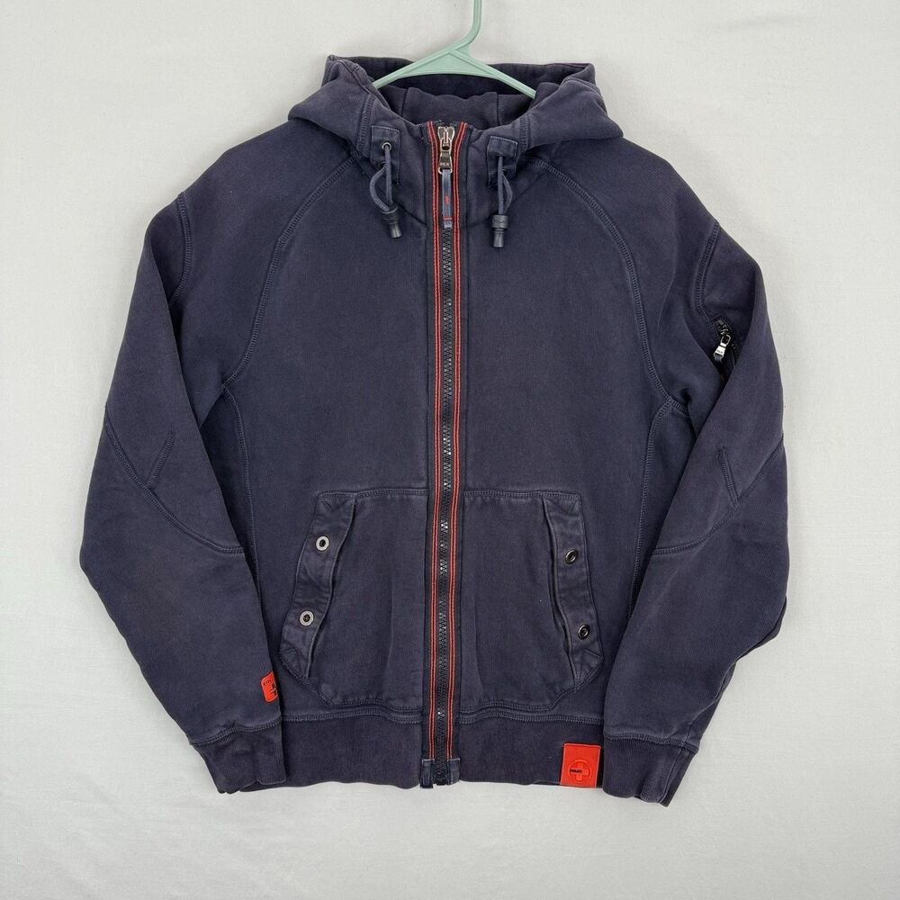 RLX Ralph Lauren Hoodie Mens Medium Blue Full Zip Utility Fleece Jacket Gorpcore